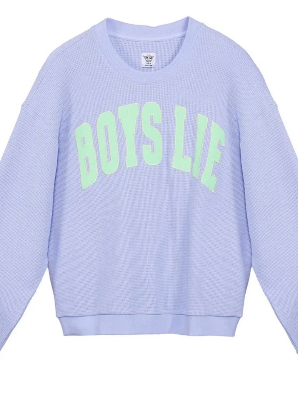 Boys Lie Lavender Crewneck with Mint Lettering